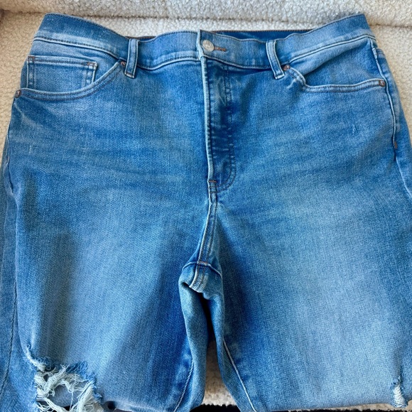 Express Medium Wash Distressed High Rise Skinny Jeans Size 14 Short - Picture 4 of 7